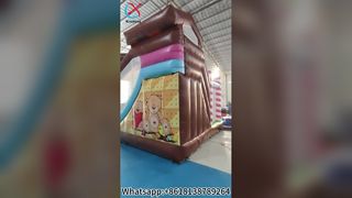 Домик с милым медвежонком и горкой для детей