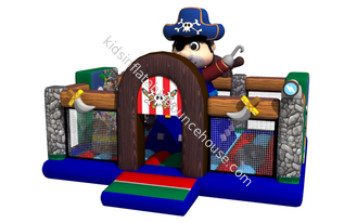 Печатание раздувного дома прыжка детей пирата тематическое полное с взбираясь стеной на середине