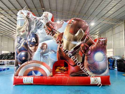Новый дизайн Цифровая печать Надувный скачок Дом со слайдами Marvel Iron Man Надувный скаковый замок для детей