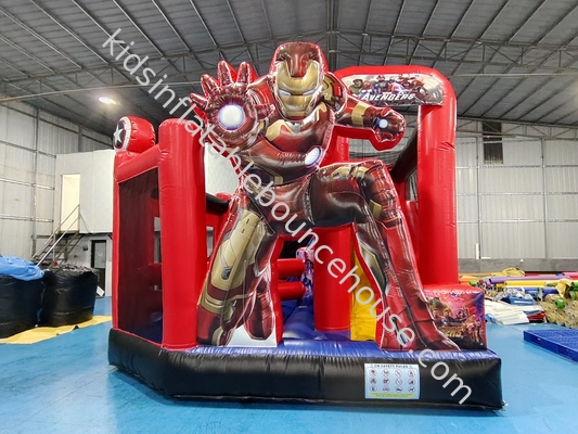 Новый дизайн Цифровая печать Надувный скачок Дом со слайдами Marvel Iron Man Надувный скаковый замок для детей